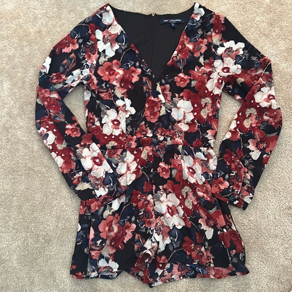 Floral long sleeve romper